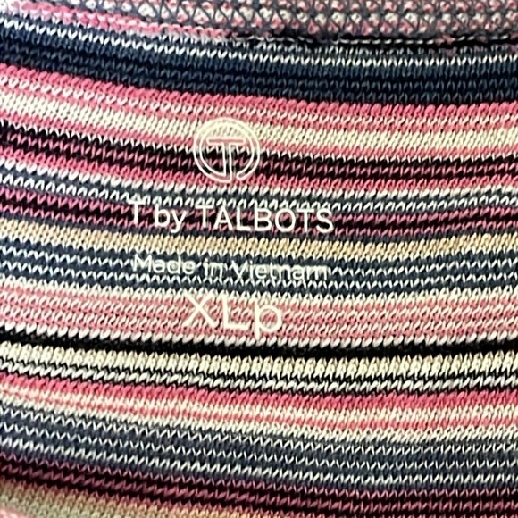 T By Talbots Top Tunic Women Sz XL Multicolor Rainbow Stripe Cotton Knit Comfort - Picture 8 of 9